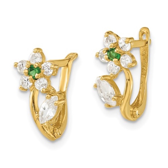 Jewelry - 14k  Flower Hinged Hoop Earrings
